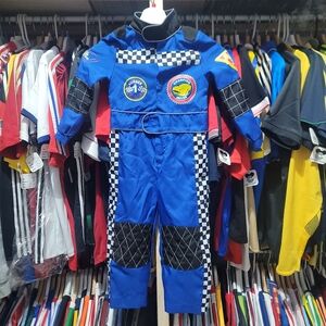 Kids Royal blue unisex racing suit costume